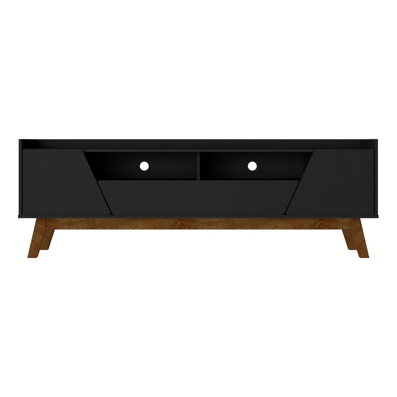 Manhattan Comfort Marcus 70.86 TV Stand from Engineered Wood in Matte Black