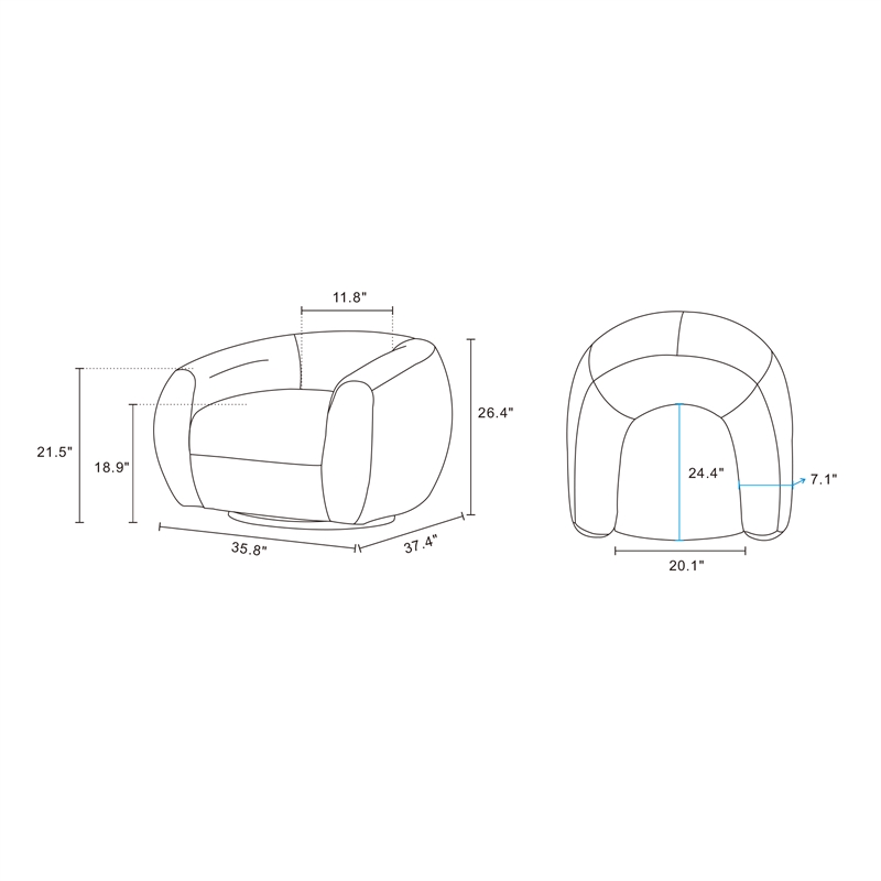 Manhattan Comfort Tribeca Accent Chair with Solid Wood Frame in Cream