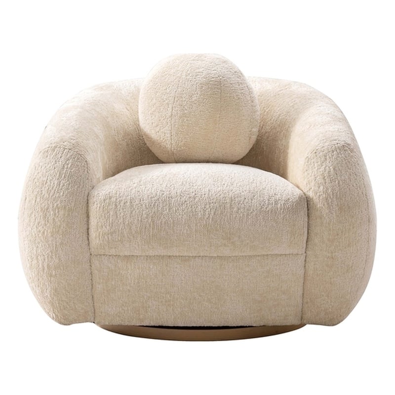 Manhattan Comfort Tribeca Accent Chair with Solid Wood Frame in Cream