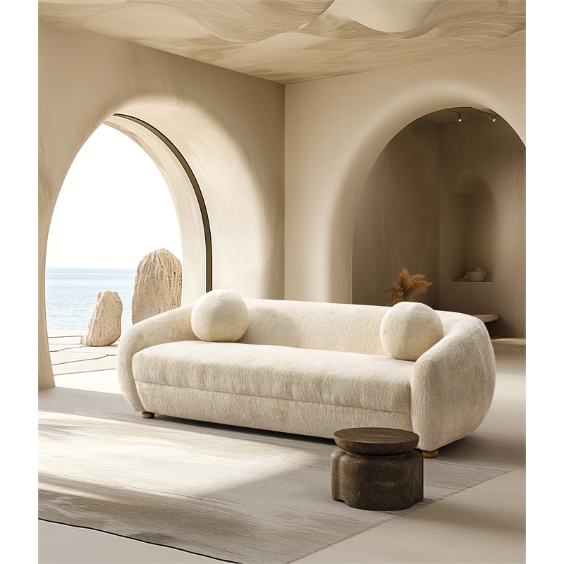 Manhattan Comfort Tribeca Sofa with Solid Wood Frame in Cream