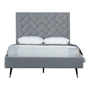 Manhattan Comfort Crosby Full-Size Bed with Solid Wood Frame in Gray