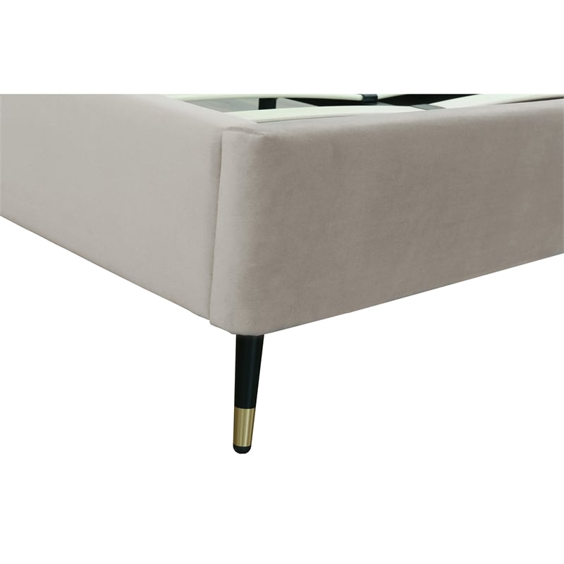 Manhattan Comfort Crosby Full-Size Bed with Solid Wood Frame in Beige