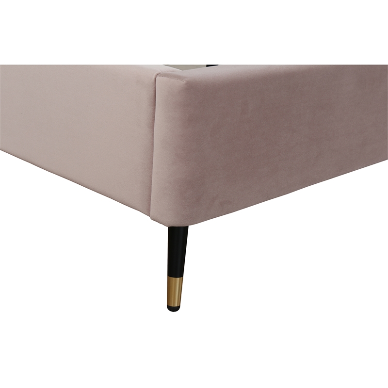 Manhattan Comfort Crosby Queen-Size Bed with Solid Wood Frame in Blush