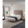 Manhattan Comfort Crosby Queen-Size Bed with Solid Wood Frame in Blush