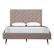 Manhattan Comfort Crosby Queen-Size Bed with Solid Wood Frame in Blush