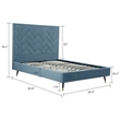Manhattan Comfort Crosby Queen-Size Bed with Solid Wood Frame in Blue