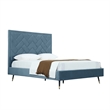 Manhattan Comfort Crosby Queen-Size Bed with Solid Wood Frame in Blue