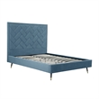 Manhattan Comfort Crosby Queen-Size Bed with Solid Wood Frame in Blue