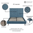 Manhattan Comfort Crosby Queen-Size Bed with Solid Wood Frame in Blue