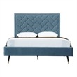 Manhattan Comfort Crosby Queen-Size Bed with Solid Wood Frame in Blue