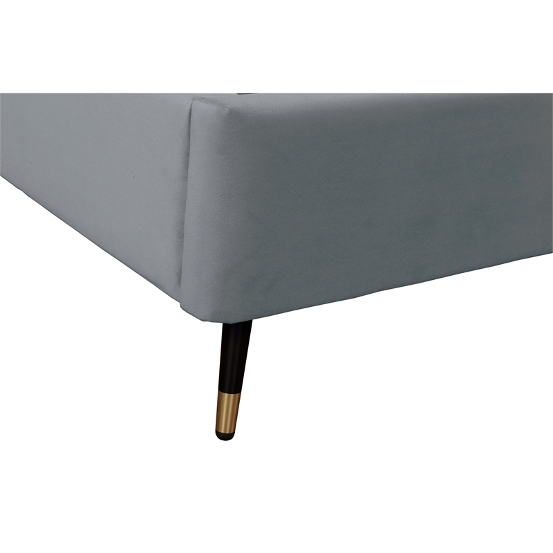 Manhattan Comfort Crosby Queen-Size Bed with Solid Wood Frame in Gray