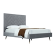 Manhattan Comfort Crosby Queen-Size Bed with Solid Wood Frame in Gray