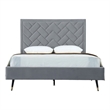 Manhattan Comfort Crosby Queen-Size Bed with Solid Wood Frame in Gray