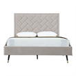 Manhattan Comfort Crosby Queen-Size Bed with Solid Wood Frame in Beige
