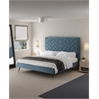 Manhattan Comfort Crosby King-Size Bed with Solid Wood Frame in Blue