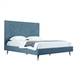 Manhattan Comfort Crosby King-Size Bed with Solid Wood Frame in Blue