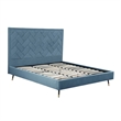 Manhattan Comfort Crosby King-Size Bed with Solid Wood Frame in Blue