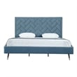 Manhattan Comfort Crosby King-Size Bed with Solid Wood Frame in Blue