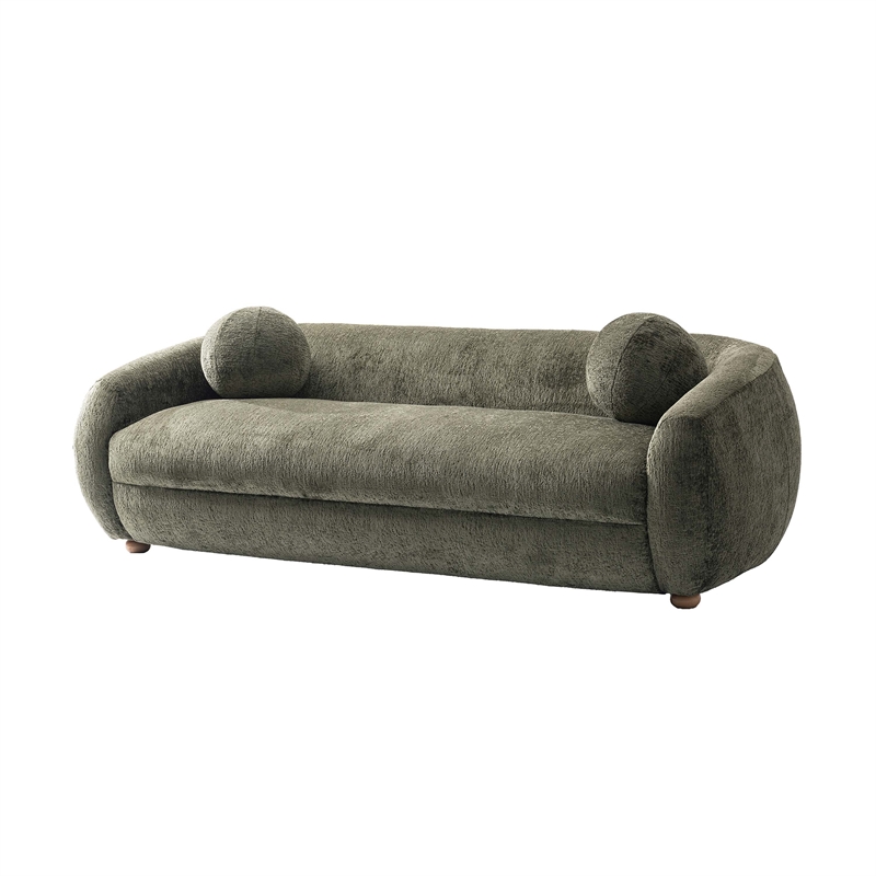Tribeca Sofa and Accent Chair with Solid Wood Frame in Olive Green - Set of 2