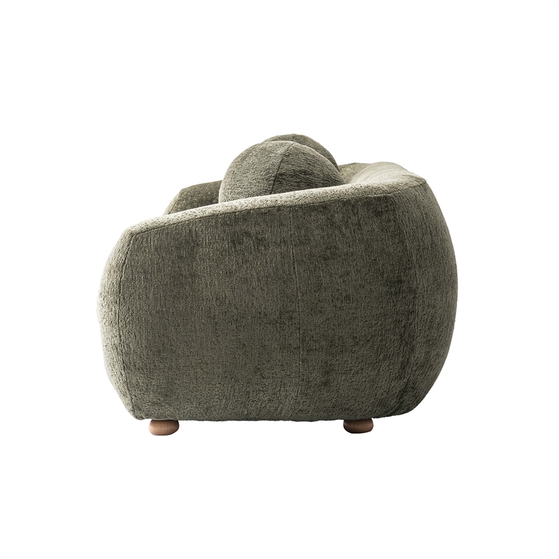 Tribeca Sofa and Accent Chair with Solid Wood Frame in Olive Green - Set of 2