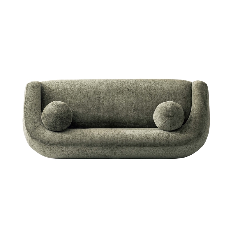Tribeca Sofa and Accent Chair with Solid Wood Frame in Olive Green - Set of 2
