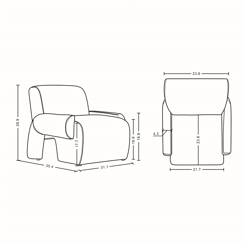 Manhattan Comfort Verandah Accent Chair with Solid Wood Frame in Beige