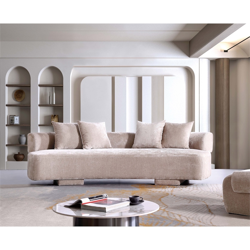 Manhattan Comfort Verandah XL Sofa with Solid Wood Frame in Beige