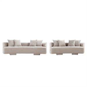 2-Piece Verandah 90.6&quot Sofa and 112&quot XL Sofa both with Solid Wood Frame in Beige