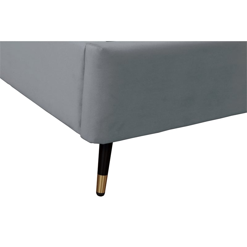 Manhattan Comfort Crosby King-Size Bed with Solid Wood Frame in Gray