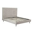 Manhattan Comfort Crosby King-Size Bed with Solid Wood Frame in Beige