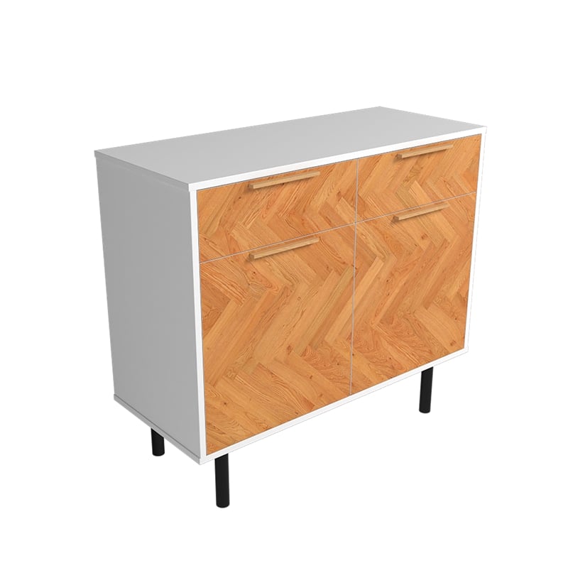 Manhattan Comfort Liam Sideboard made from Engineered Wood in White & Wood