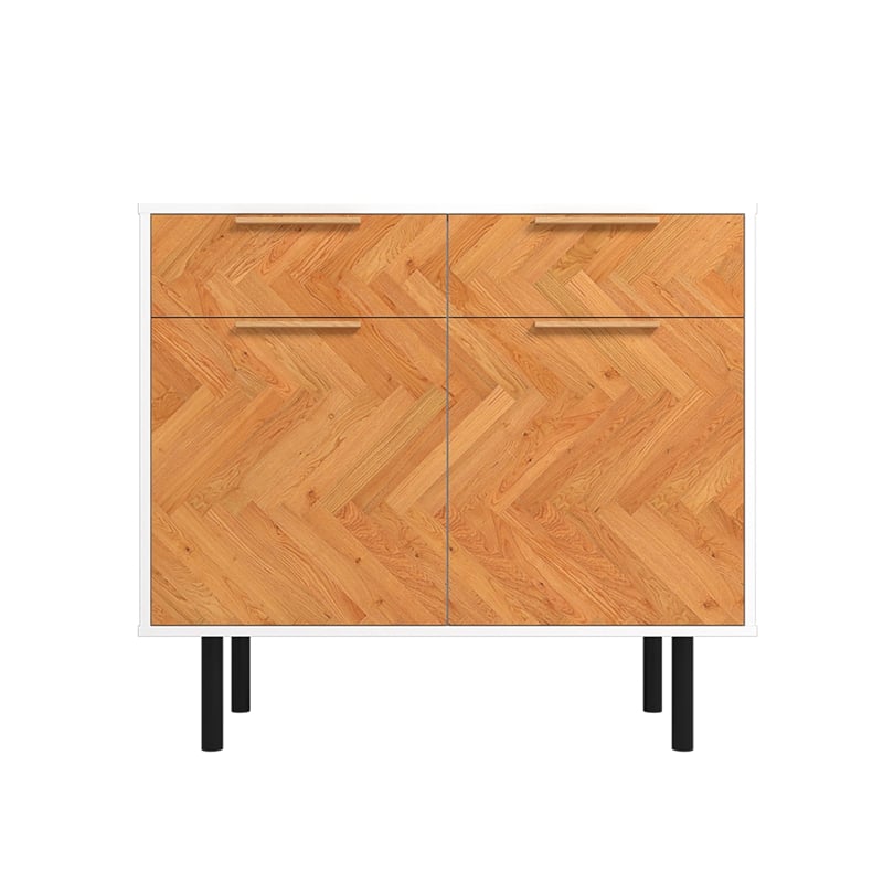 Manhattan Comfort Liam Sideboard made from Engineered Wood in White & Wood