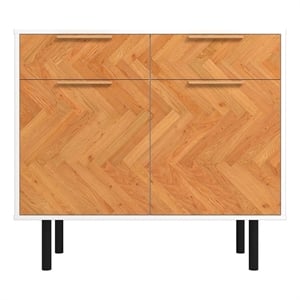 Manhattan Comfort Liam Sideboard made from Engineered Wood in White & Wood