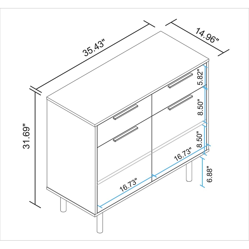 Manhattan Comfort Liam Sideboard made from Engineered Wood in Black & Wood