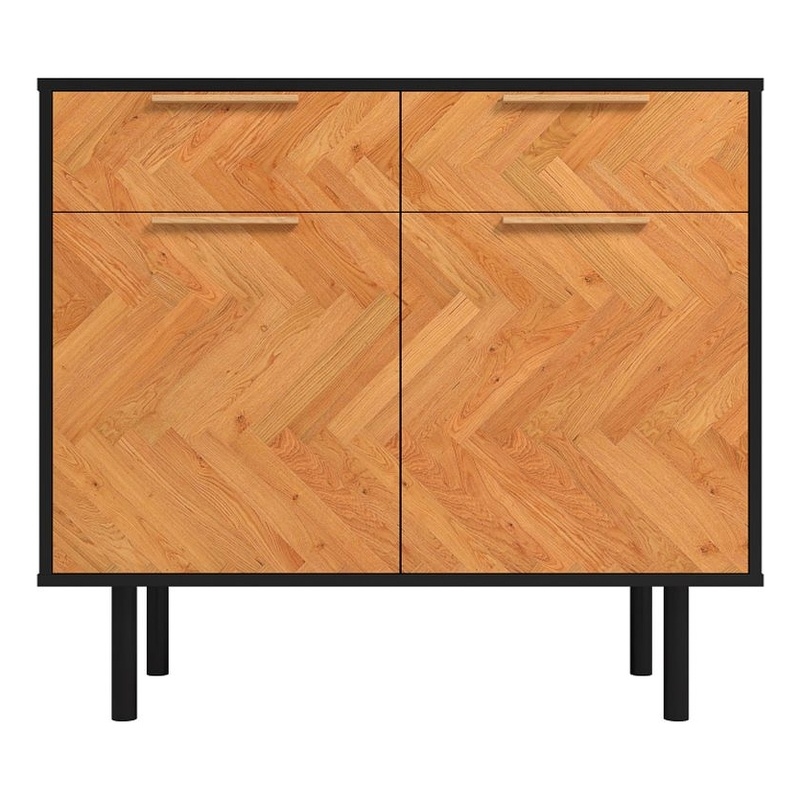 Manhattan Comfort Liam Sideboard made from Engineered Wood in Black & Wood