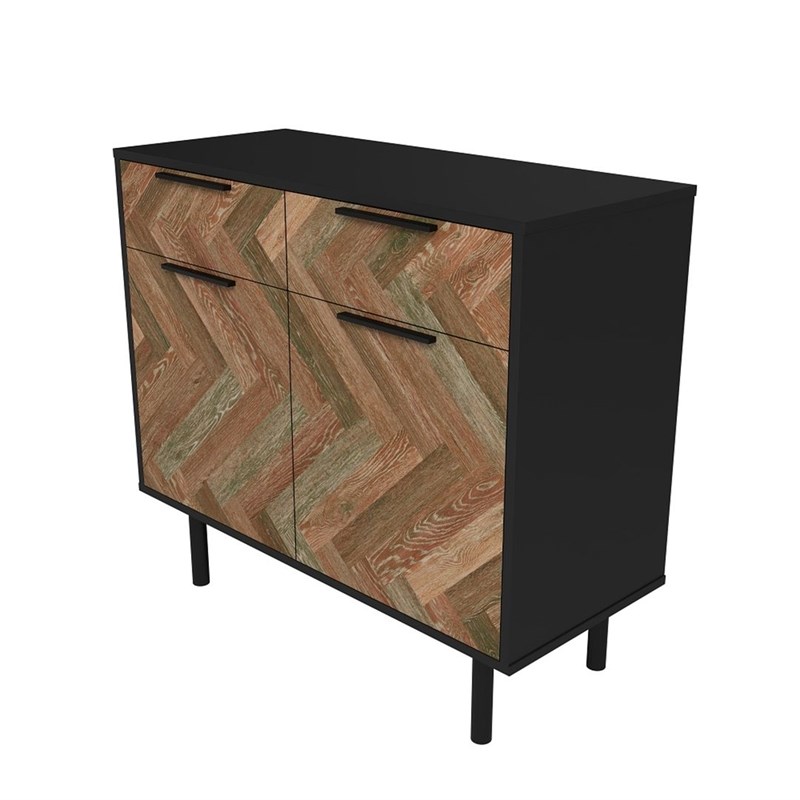 Manhattan Comfort Liam Sideboard made from Engineered Wood in Brown & Brown Wood