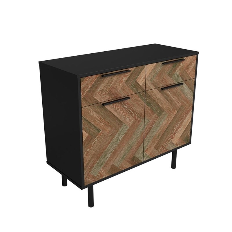 Manhattan Comfort Liam Sideboard made from Engineered Wood in Brown & Brown Wood