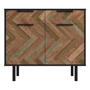 Manhattan Comfort Liam Sideboard made from Engineered Wood in Brown & Brown Wood