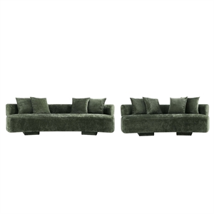 2-Piece Verandah 90.6&quot Sofa and 112&quot XL Sofa both with Solid Wood Frame in Olive