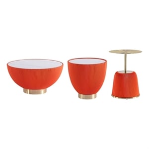 Anderson Coffee Table End Table 1.0 and End Table 2.0 in Orange - Set of 3