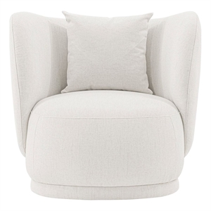 Manhattan Comfort Siri Accent Chair with Solid Wood Frame in Cream