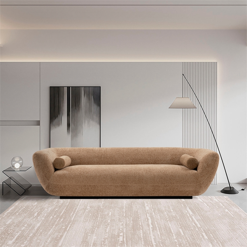 Manhattan Comfort Ulka Sofa with Solid Wood Frame in Light Brown