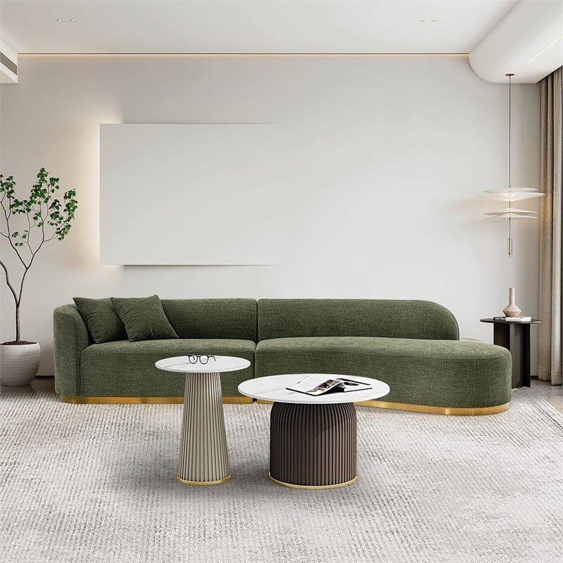 Manhattan Comfort Daria Sofa with Solid Wood Frame in Olive Green