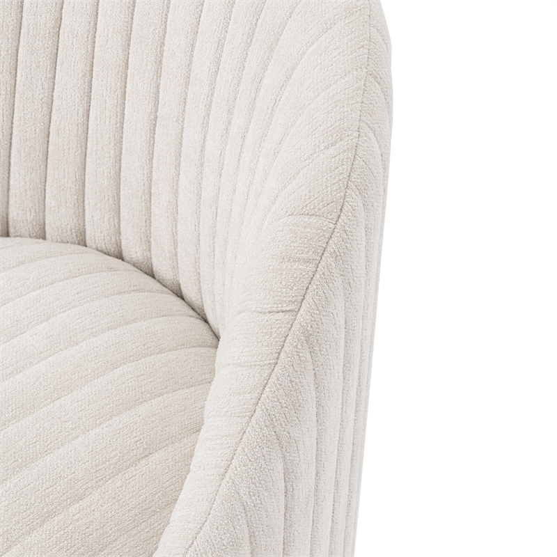 Manhattan Comfort Leela Solid Wood Frame Swivel Accent Chair in Cream