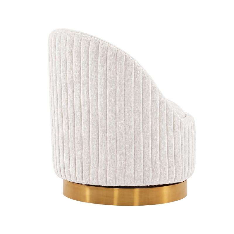 Manhattan Comfort Leela Solid Wood Frame Swivel Accent Chair in Cream