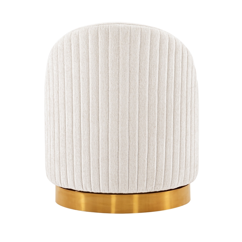 Manhattan Comfort Leela Solid Wood Frame Swivel Accent Chair in Cream