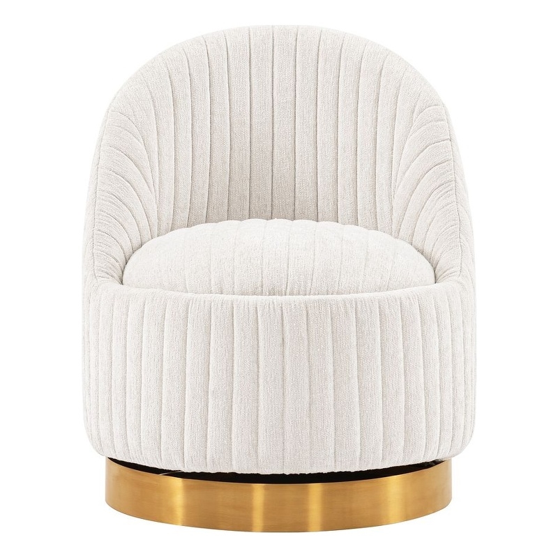 Manhattan Comfort Leela Solid Wood Frame Swivel Accent Chair in Cream