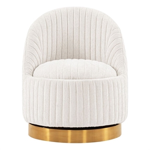Manhattan Comfort Leela Solid Wood Frame Swivel Accent Chair in Cream