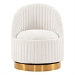 Manhattan Comfort Leela Solid Wood Frame Swivel Accent Chair in Cream