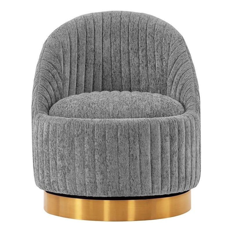 Manhattan Comfort Leela Solid Wood Frame Swivel Accent Chair in Gray